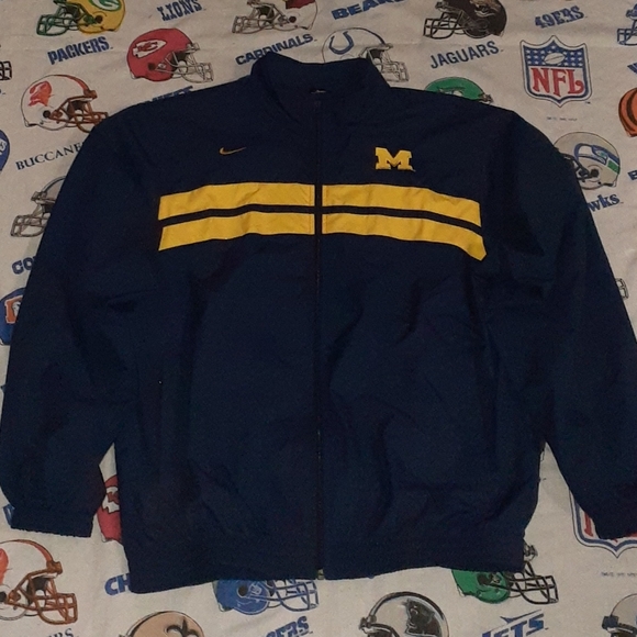 90s Nike Michigan Wolverines Zip Up Windbreaker Jacket Vintage U of M - Picture 1 of 5